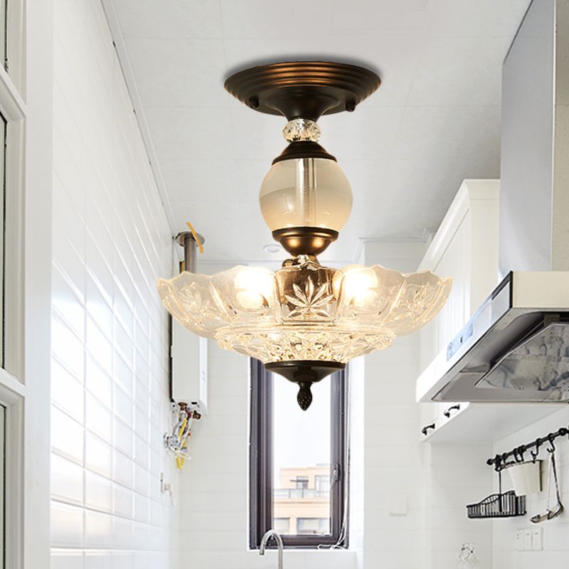 12 "/16" diámetro acampado semi flanpes de montura moderna 1 lámpara de techo ligera en negro/dorado con soportes de cristal