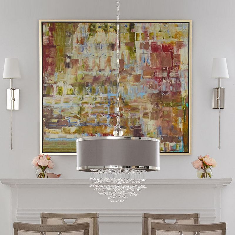 Modern Iron Vanity Light Cylinder Shape with Fabric Shade for Shower Room