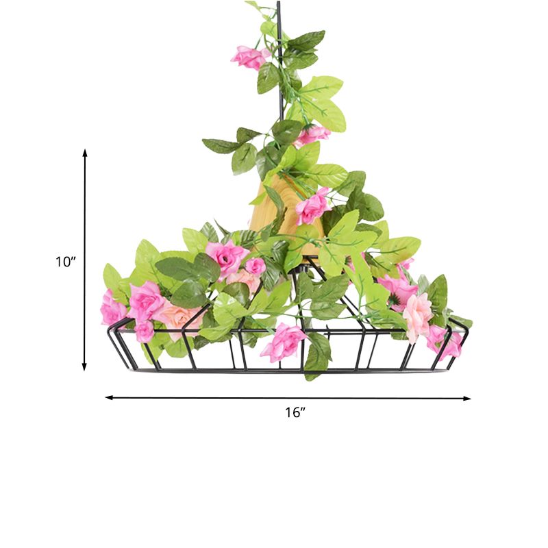 1 tête diamant cage pendentif industriel noire en fer noire pendante suspendue avec haut en bois