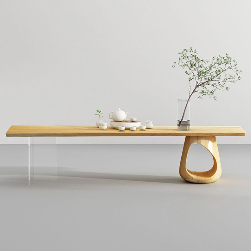 Contemporary 1 Single Coffee Cocktail Table in Pine Wood with 2 Legs
