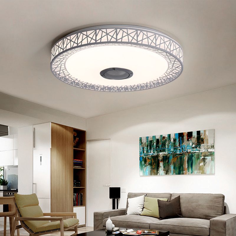 Round Shape LED Intelligent Ceiling Lamp Modern Iron 1 Light Flush Mount for Bedroom