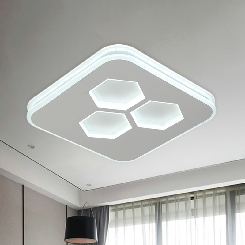 Quadrato Soffitto Montato Light Moderno Acrilico LED Bianco Lampada Fissaggio con Hexagon Design