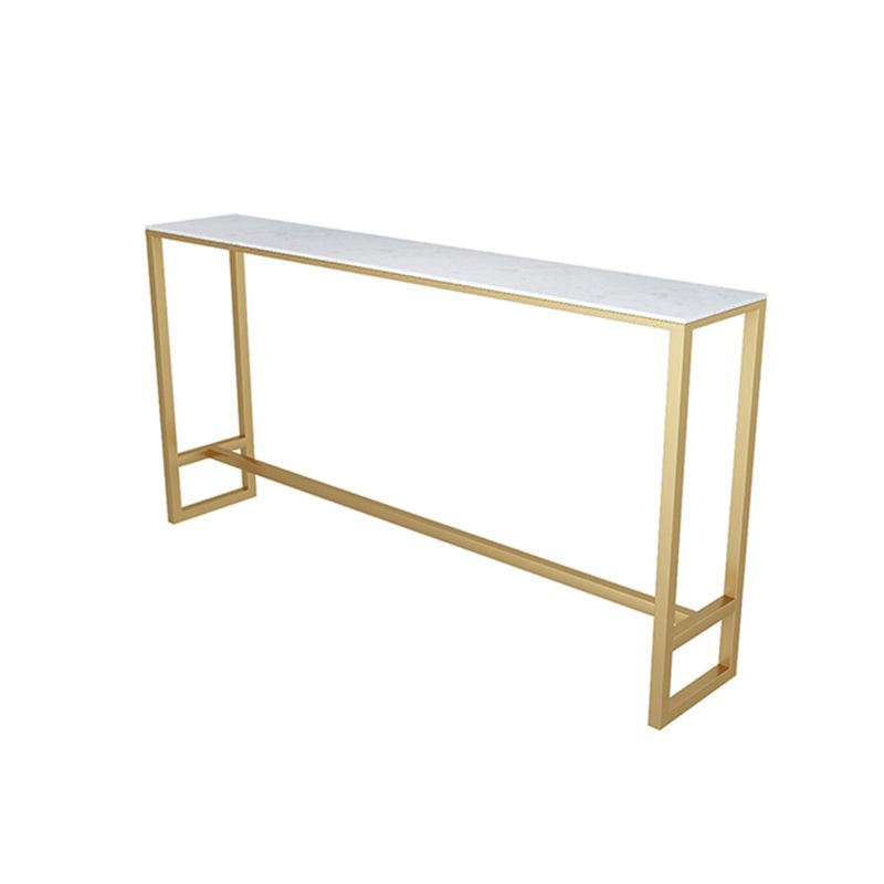 1/2/7 Pieces Glam Iron Bar Table Set Rectangle White Faux Marble Bistro Set with Footrest