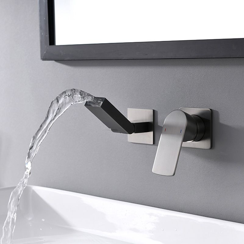 Modern Wall Mounted Bathroom Faucet Waterfall Spout Bathroom Faucet