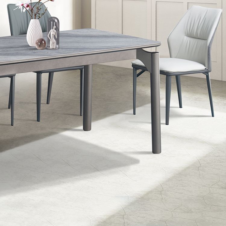 Modern Simple Side Chair Faux Leather Dining Chair with Metal Base for Living Room