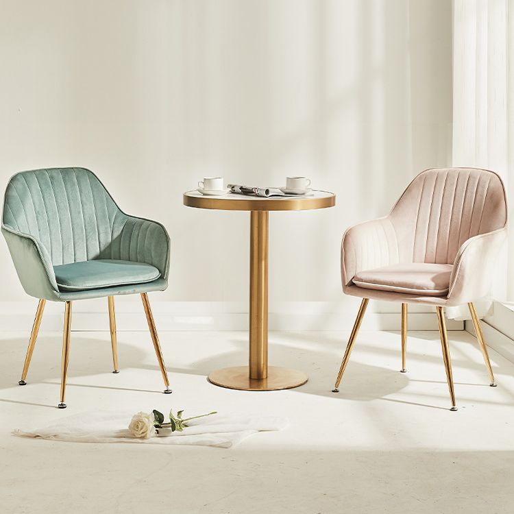 Scandinavian Style Dining Chair Metal Home Cushioned Solid Back Chair with Arm