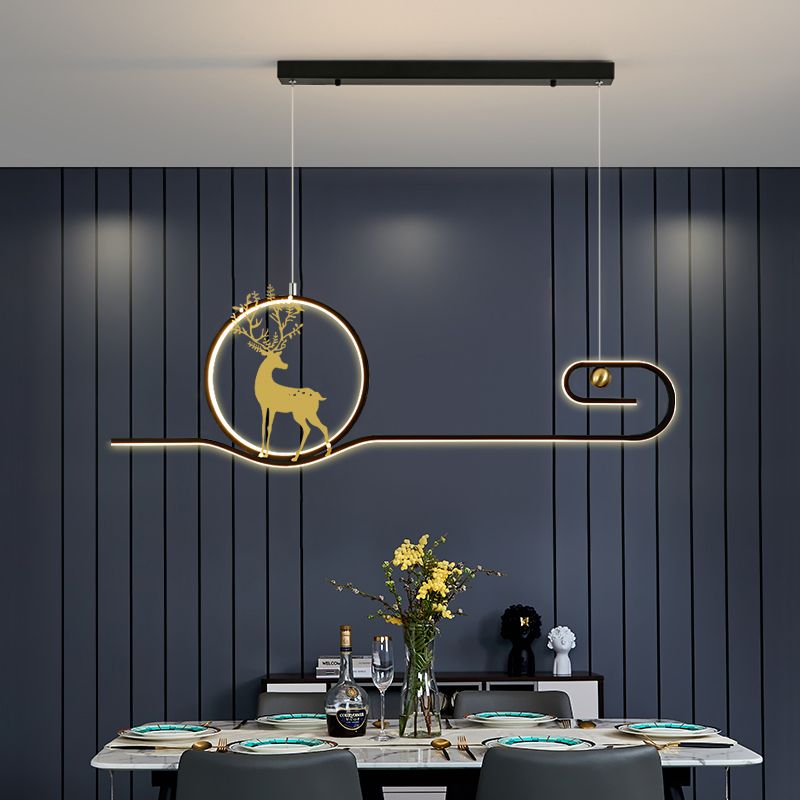 Candelier de la isla de ciervo moderno Candelera de 2 cabezas de restaurantes de iluminación colgante de iluminación