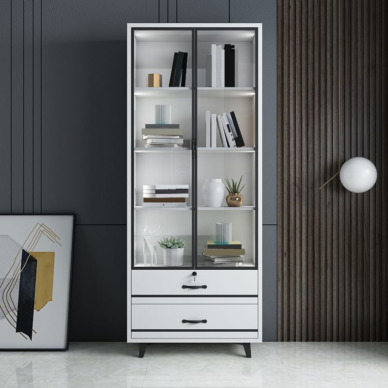 82.68"H Bookcase Contemporary Style Bookshelf With Doors for Office Home