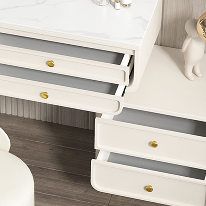 3/5 Storage Drawers Make-up Vanity Solid Wood and Stone Dressing Table