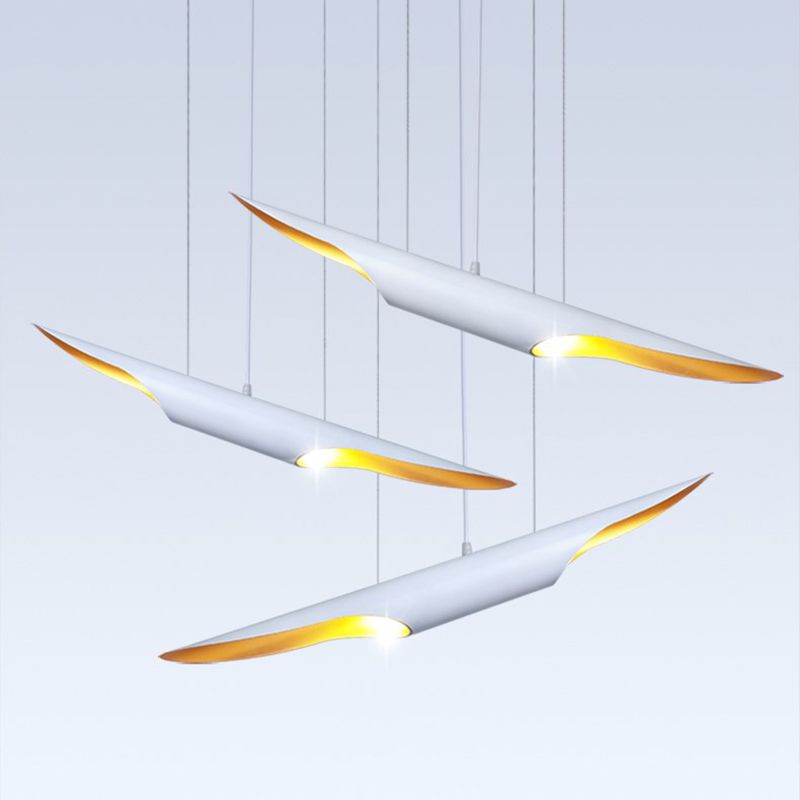 Industrial Pendant Light Linear Shape Island Lamp with Metal Shade for Living Room