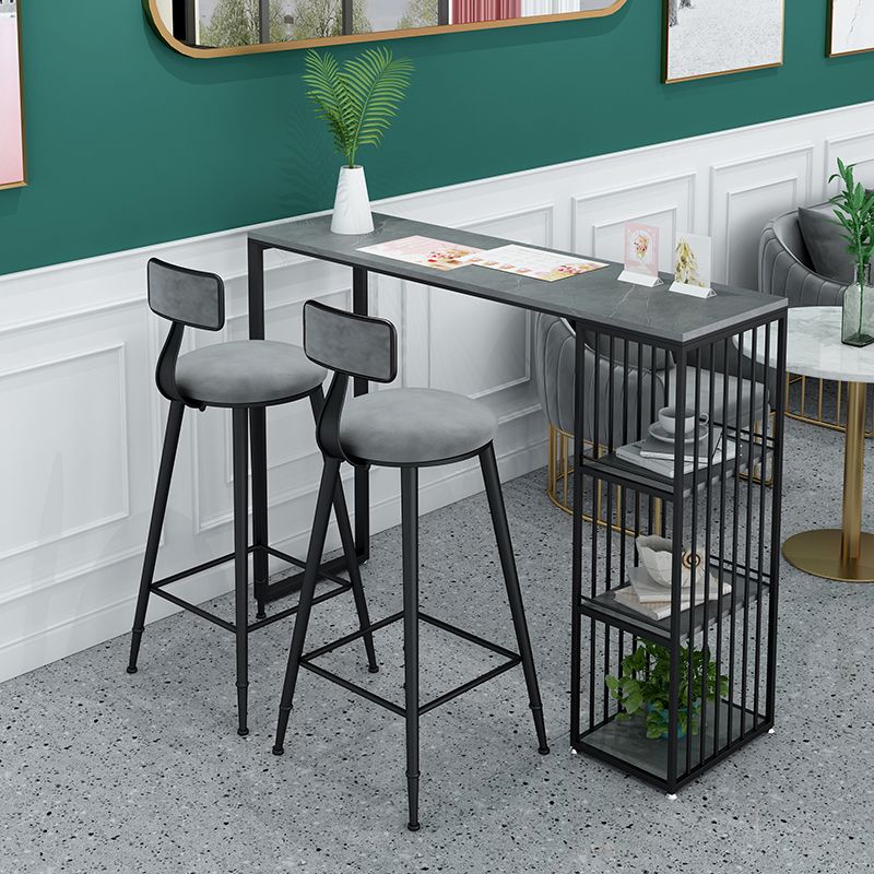 Industrial Style Bar Table Stone Rectangle Pub Table for Outdoor and Breakroom