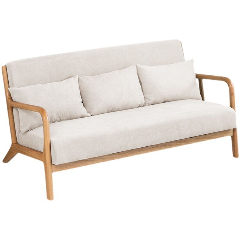 Nordic Solid Wood Sofa 3-Seater Square Arm Sofa with Single Cushion Seat