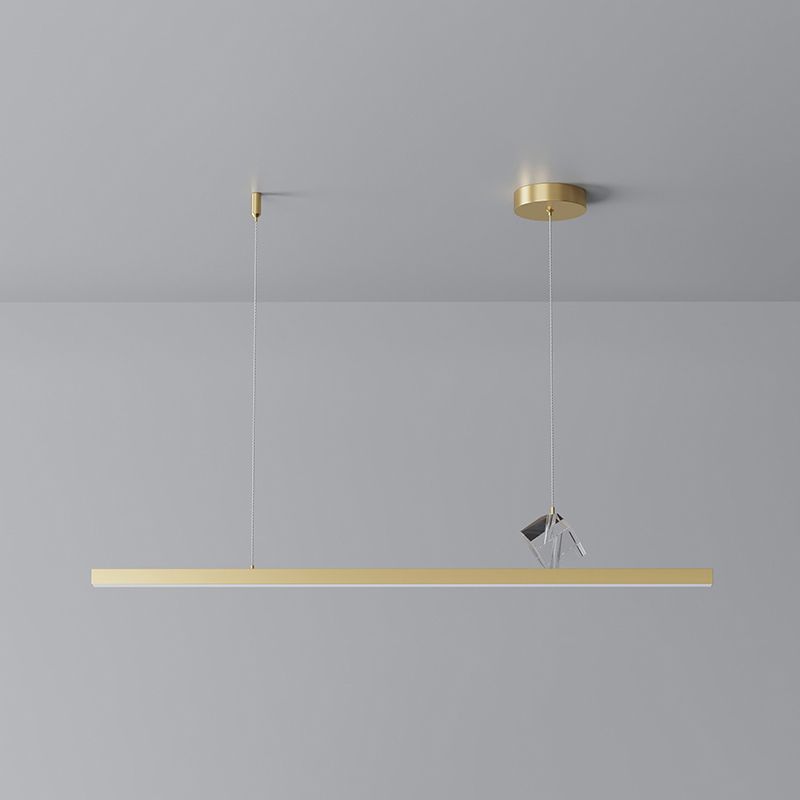 Linear Island Lighting Modern Metal 2 Light Island Chandelier with Crystal