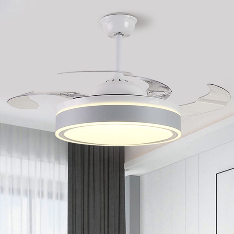 Lampe lampe per ventola a sospensione rotonde in acrilico round 4 lampe semifulto a LED moderno per camera da letto, largo 20 "