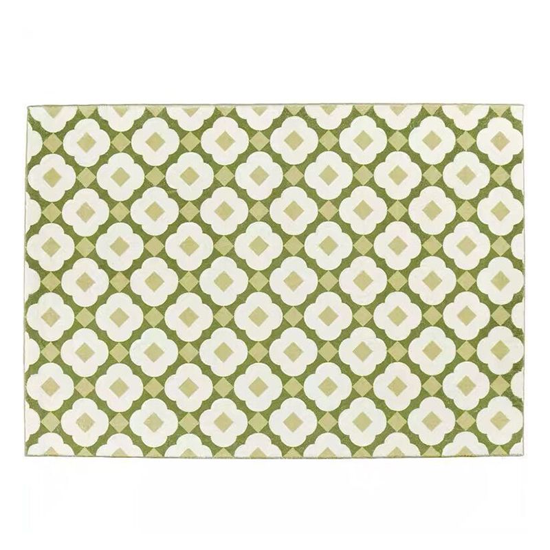Yellow and Green Flowers Rug Polyester Area Carpet Non-Slip Backing Indoor Rug