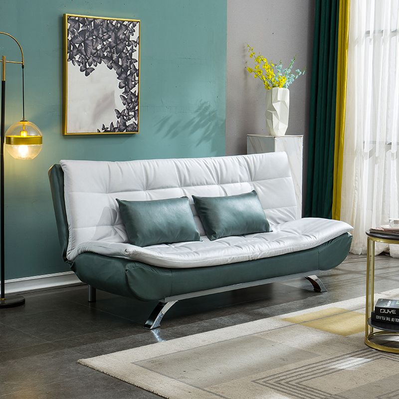 Armless Settee with Faux Leather 21.65" W Convertible Sleeper Sofa for Living Room