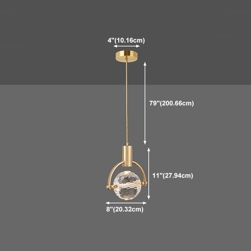 Forma sferica a forma di metallo appeso al soffitto Crystal Crystal 1 Light Sust Light in oro