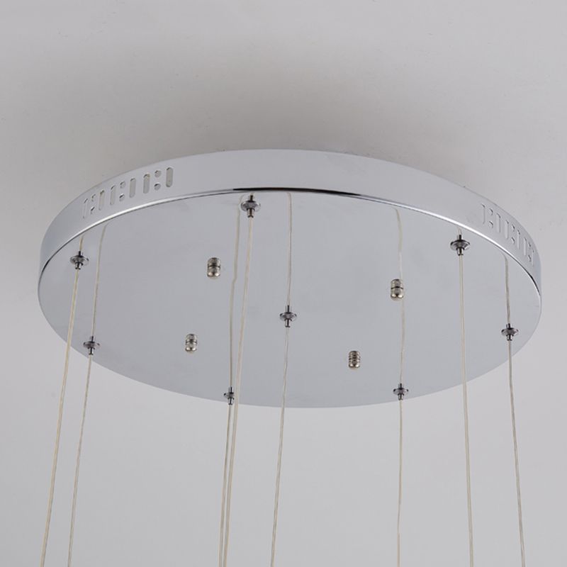 Silver Pendant Light in Modern Luxury Style Stainless-Steel Globe Hanging Lamp for Stairs