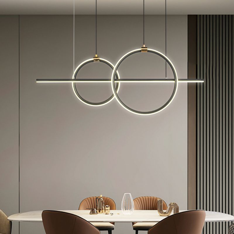 Contemporary 3-Light Golden Kitchen Island Lighting LED Linear Ceiling Light