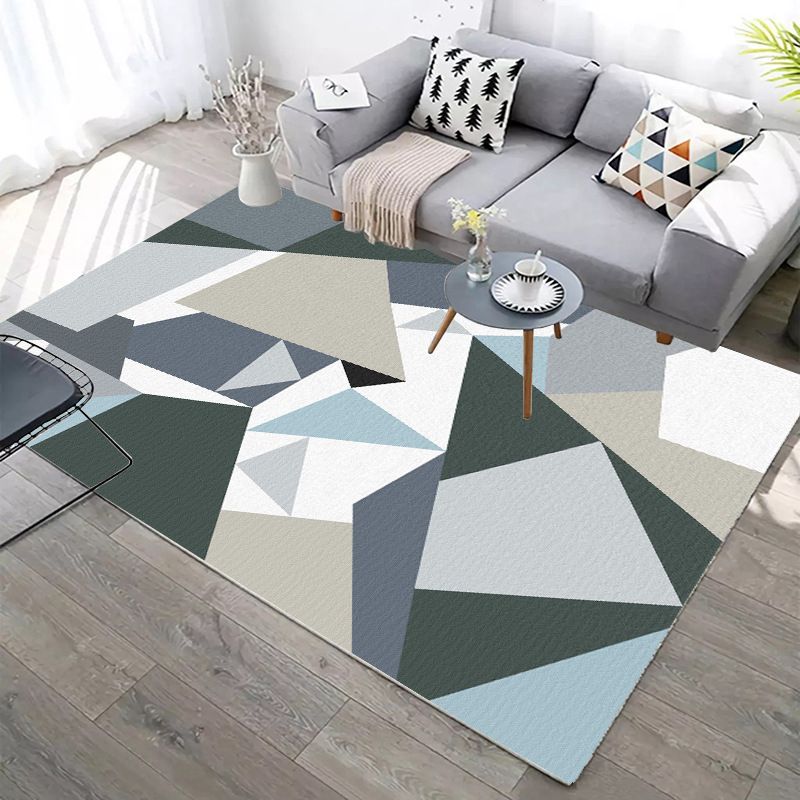 Individuality Triangle Printed Indoor Rug Trendy Contemporary Area Rug Polyester Stain Resistant Carpet for Home Decor