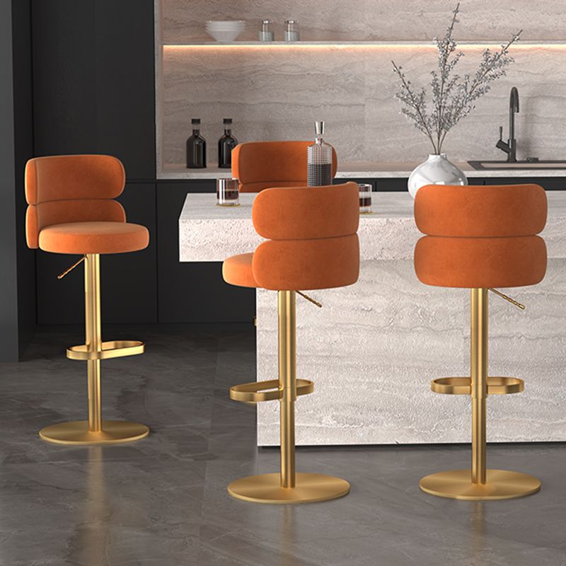 Glam Style Counter Stool Leather Adjustable Height Bar Stool with Swivel