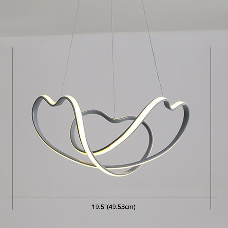 Grey Line Chandelier Lamp Simplicity Metal LED Strip Pendant Light for Dining Room