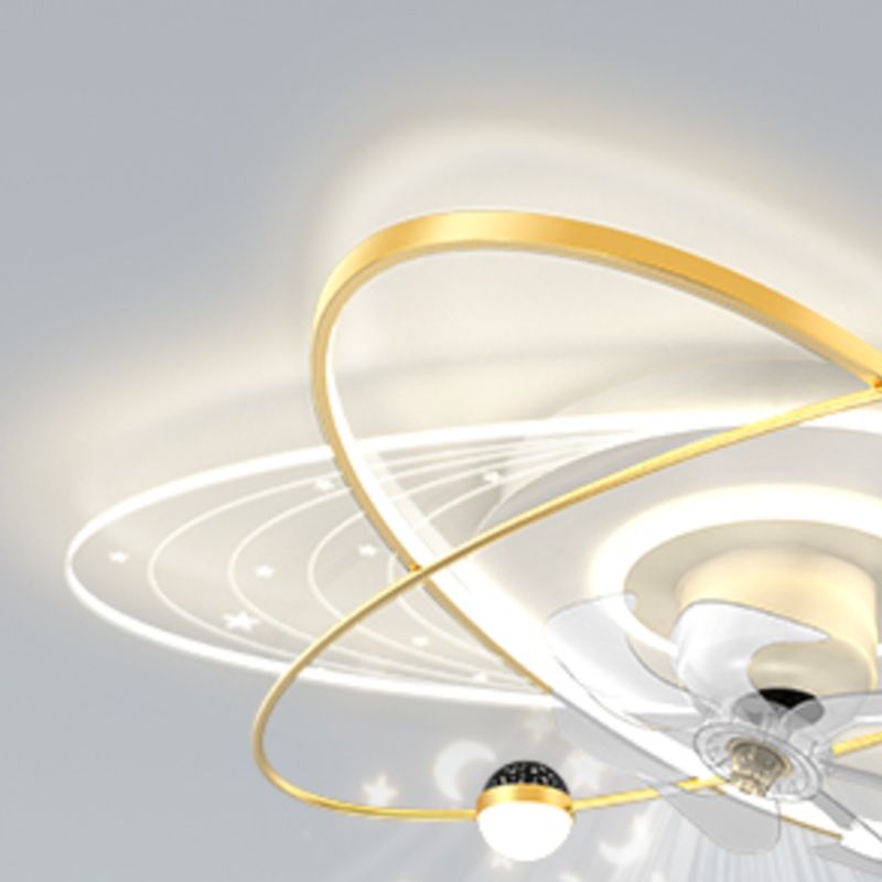 Geometric LED Ceiling Fan Iron and Acrylic Fan Light in Black / Gold