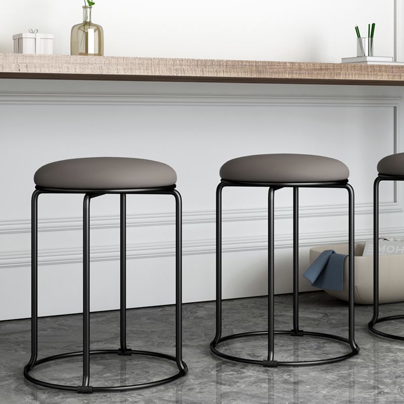 Standard Glam Velvet Ottoman Round Mildew Resistant Plain Ottoman