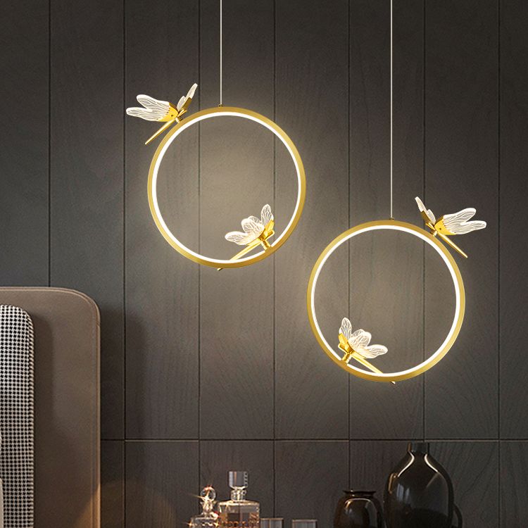 Modern LED Hanging Ceiling Light Metal 1-Light Circle Ceiling Pendant Light