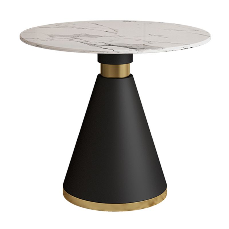 Minimalist Round Sintered Stone Dining Table White Kitchen Dining Table with Pedestal Base