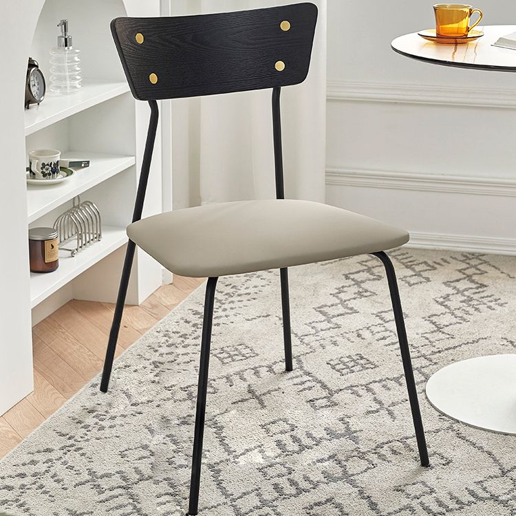 Industrial Style Upholstered Armless Dining Chairs Open Back Dining Side Chairs for Home