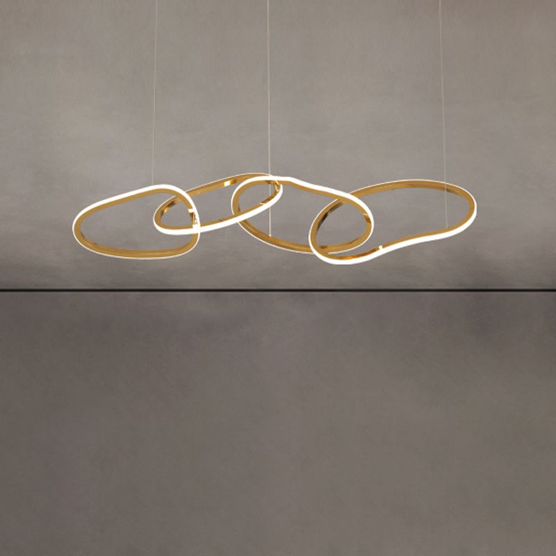 Illuminazione a sospensione lineare metallica moderna lampadario isola illuminazione