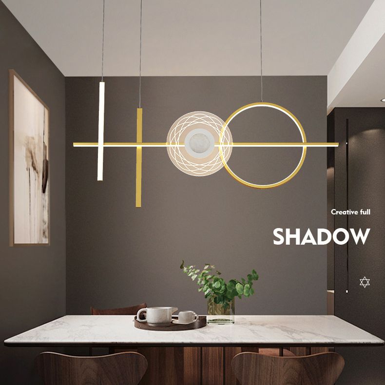 Geometric Island Lighting Fixtures Modern Chandelier Metal Island Lamps 4 Light in Gold