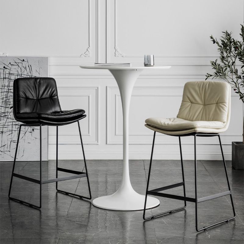 Modern Backrest Armless Counter Stool Iron Cafe Bar Stool with Cushion