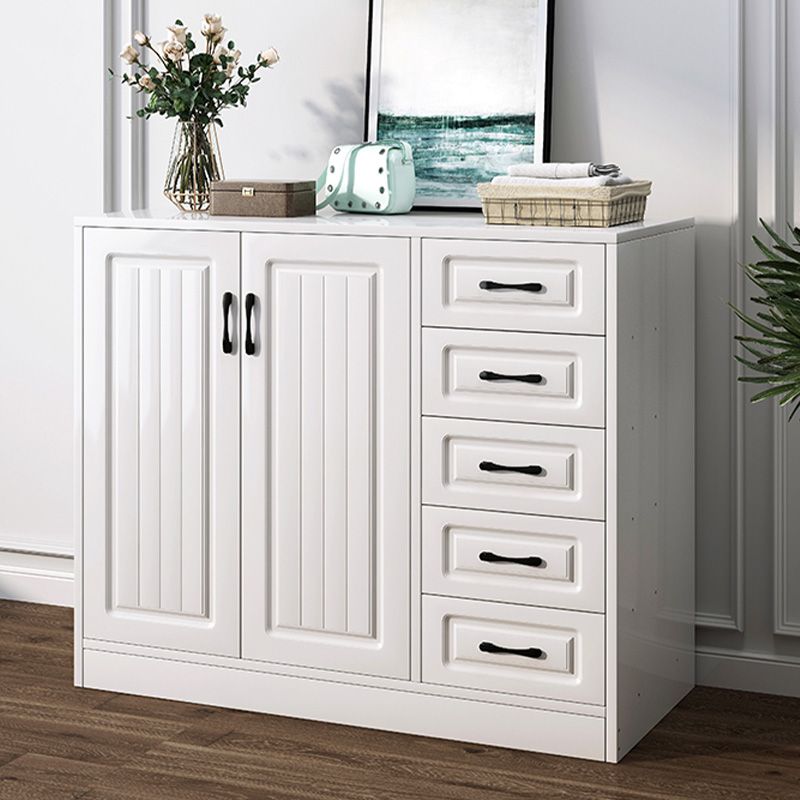 White Storage Chest Modern Style Wooden Storage Chest Dresser with Drawers and Doors