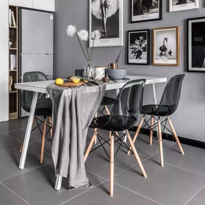 Simple Standard Sintered Stone Top Dining Table Rectangle Shape Dining Table with 6 Legs Base