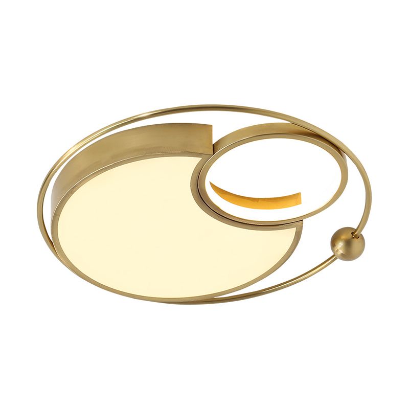 Round Flush Light Fixture Contemporary Metal LED Gold Flush Mount Lighting for Bedroom