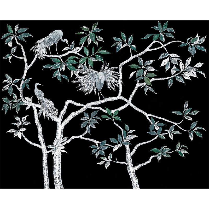 Waterproof Peacock and Tree Murals Asian Non-Woven Fabric Wall Art, Made to Measure