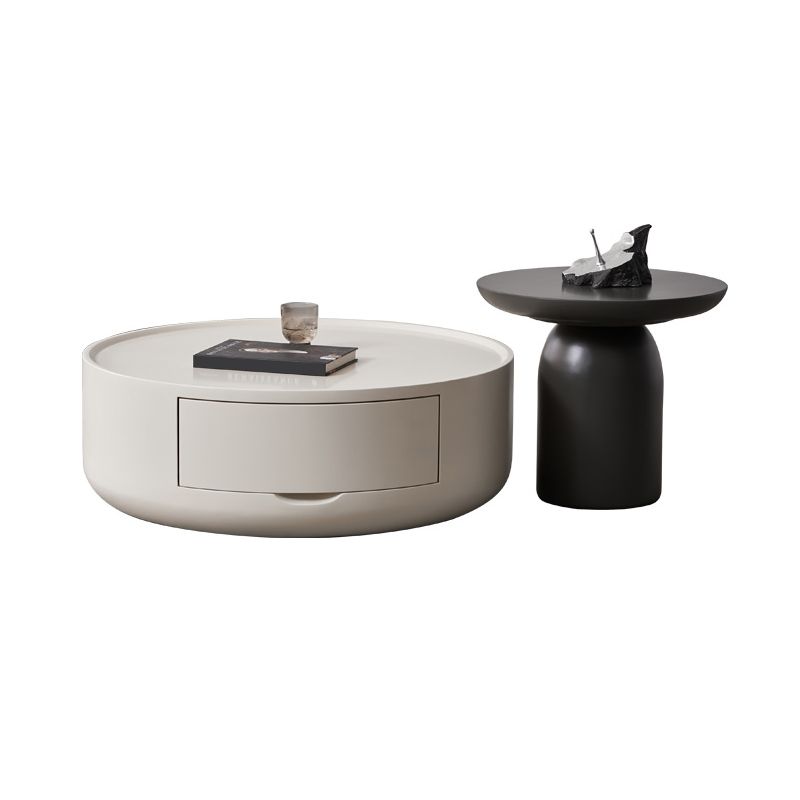 Wood Coffee Cocktail Table Drum Coffee or End Table with Storage