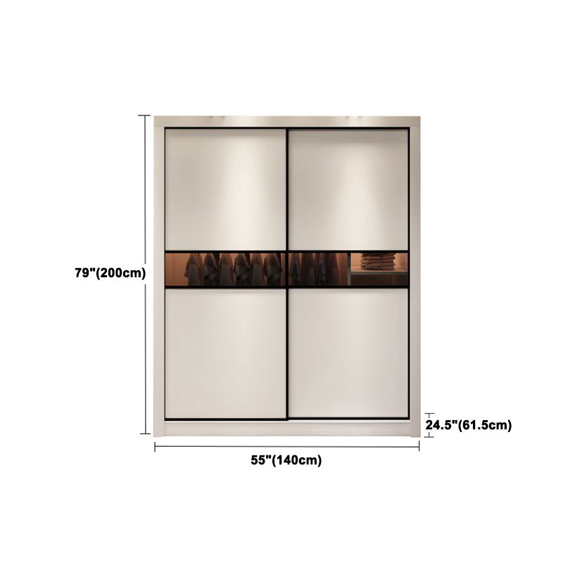 Contemporary Cabinet with Sliding Door Engineered Wood Beige Storage Cabinet