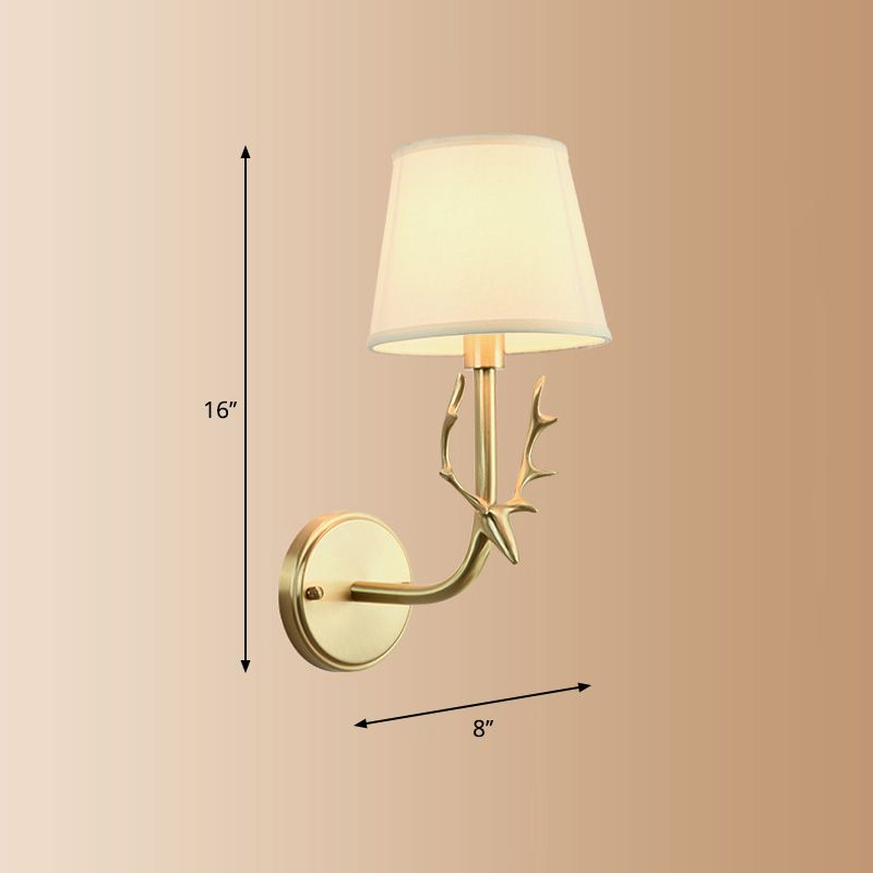 Traditional Bucket Ceiling Lighting Fabric Chandelier Light Fixture with Deer Decor in Brass