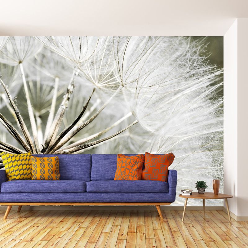 Contemporary Dandelion Mural Environment Friendly Wallpaper for Living Room