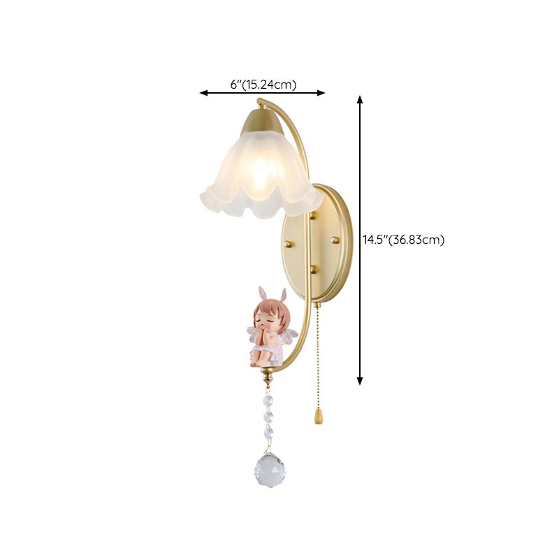 Flower Shape Glass Wall Sconces Modern 1 Light Wall Mount Light Fixture in Gold