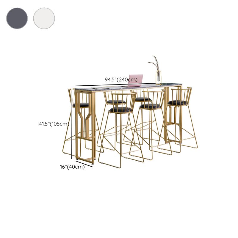 Glam Bar-height Table with Gold Legs and Metal Base Bar Table