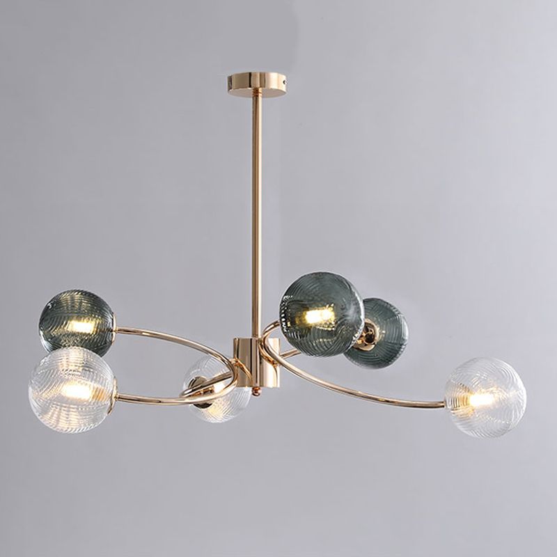 Metal Chandelier Light Fixtures Modern Multi-Head Globe Pendant Lamp for Living Room
