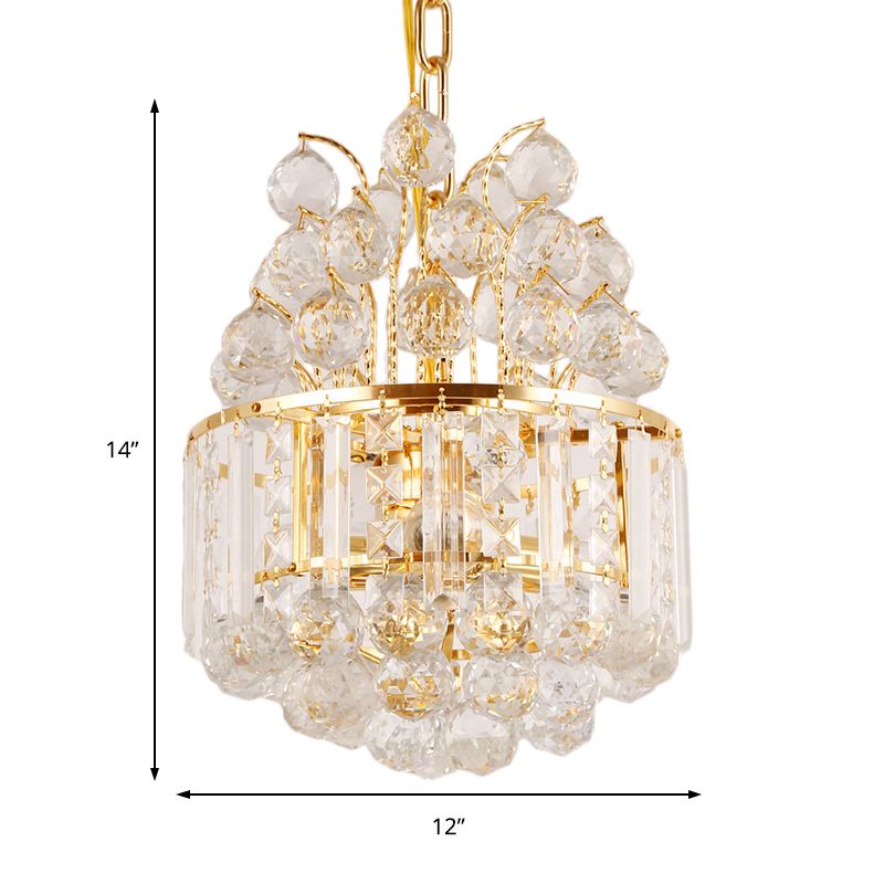 Empire de style vintage Light Light Metal Pendant Pendant Lumière avec déco Crystal Ball en or