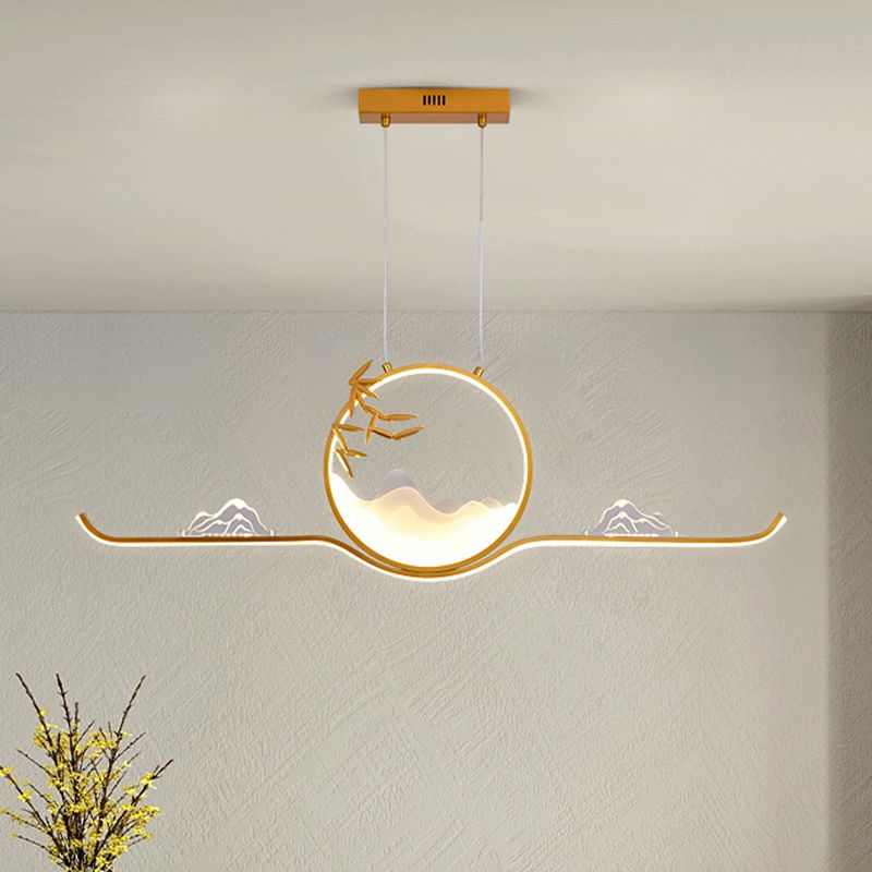Modern LED Island Lighting Circle Metal Chandelier Light Fixture for Dining Room