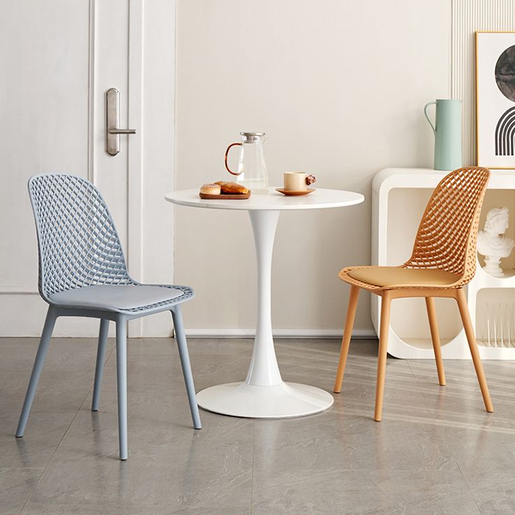 Contemporary Style Dining Chairs Armless Chairs with Plastic Legs for Home
