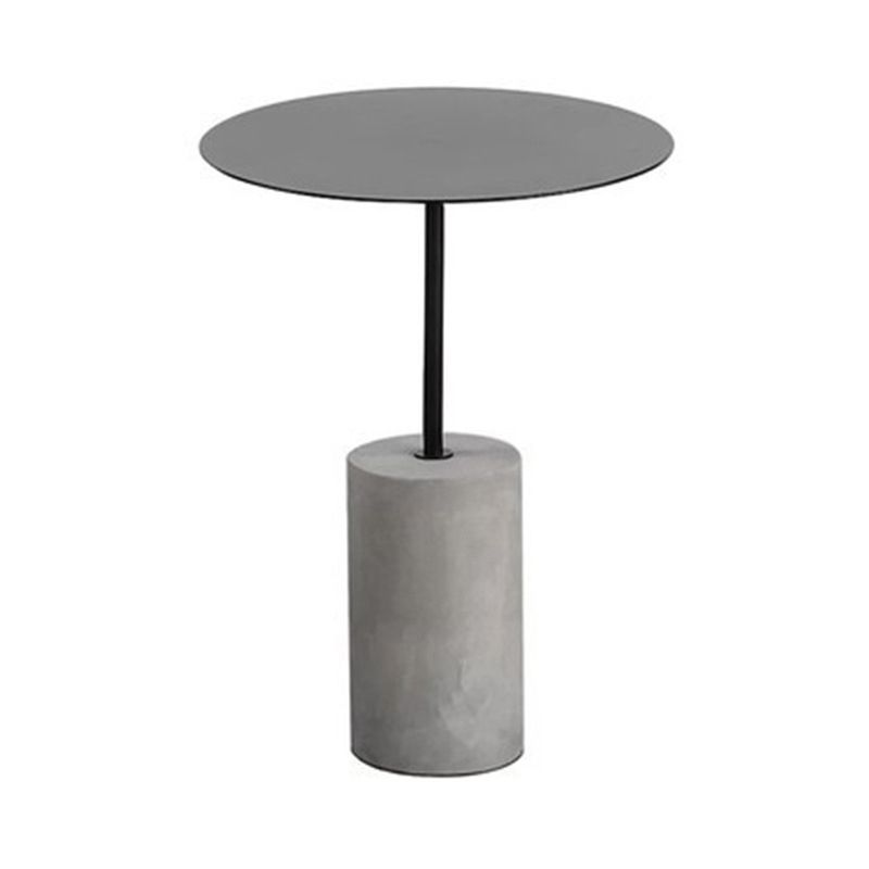 Modern Metal Round Top Side Table Concrete Pedestal End Table