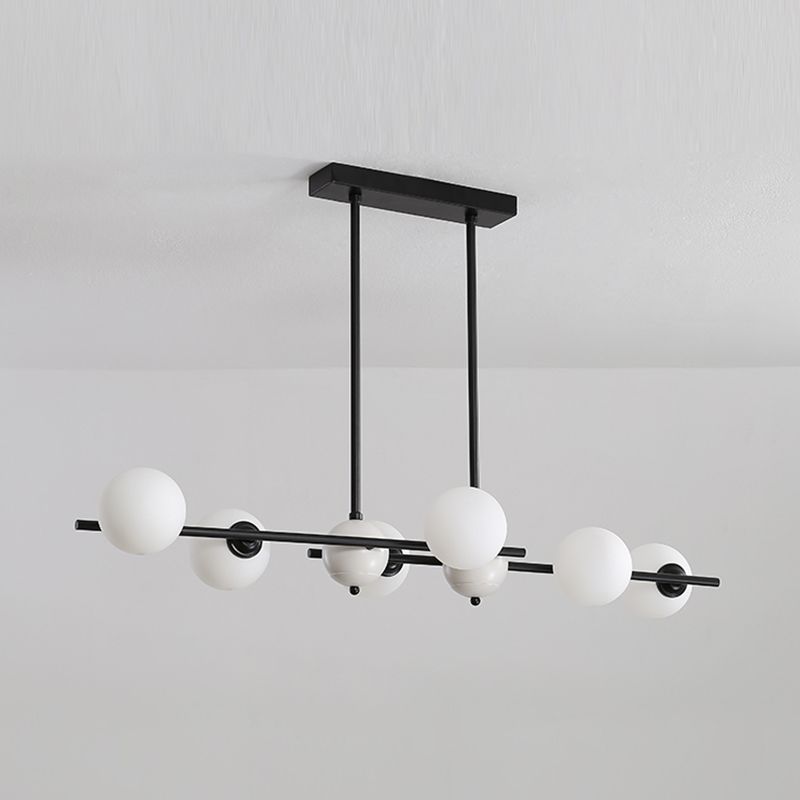 Modern Style Spherical Shape Island Lights Glass 6 Light Island Lighting in Black